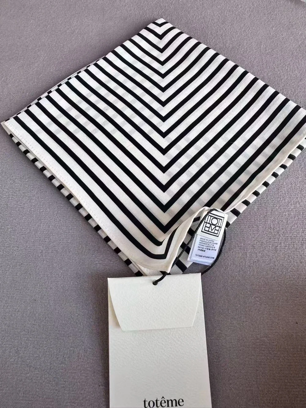 TOTEME Black White Striped Square Scarf